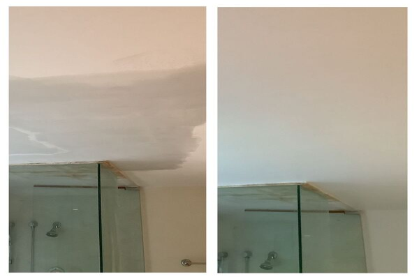 Before and after photos of a ceiling drywall repair in Wheaton, IL by the team at Mr. Handyman of Wheaton-Hinsdale.