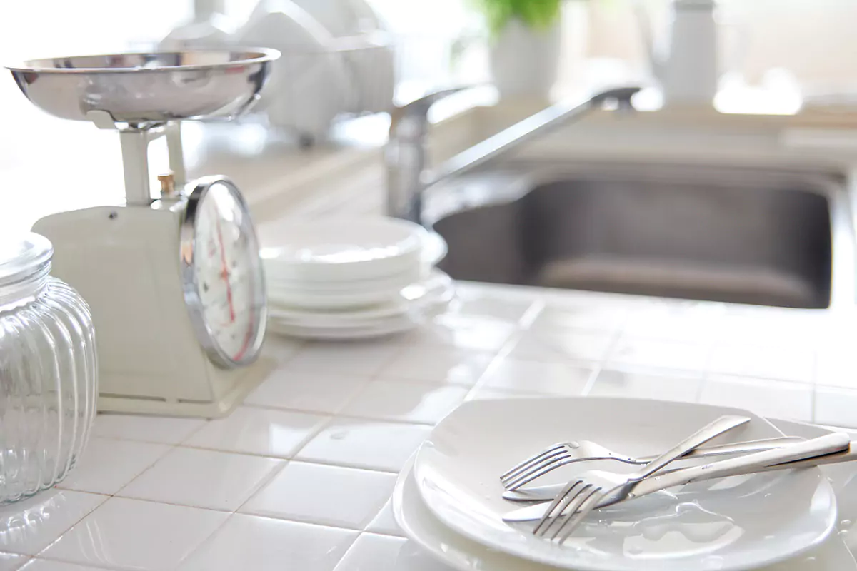 view of kitchen with tile countertops