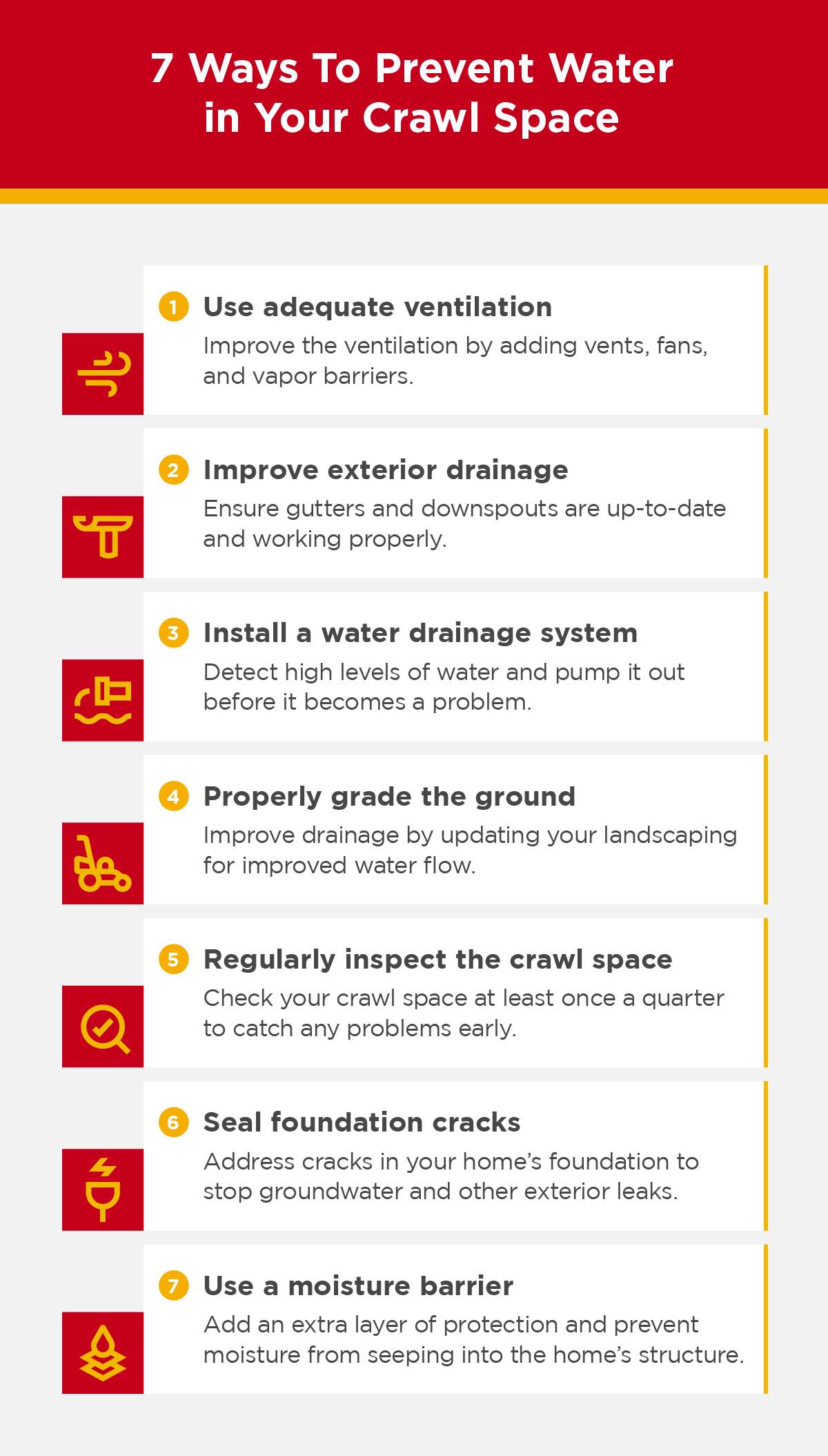 7 ways to prevent water in your crawl space