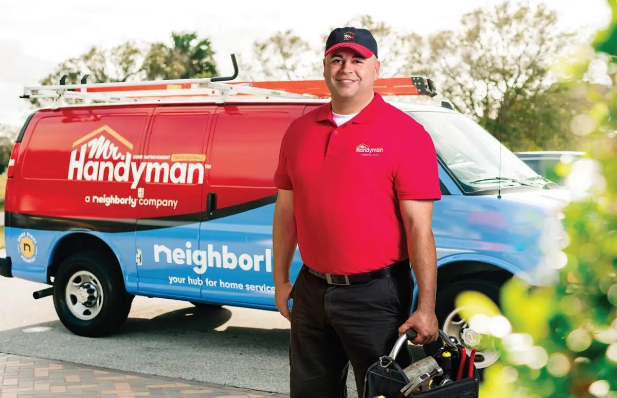 Mr. Handyman repairman arriving to work on a deck repair in Woodstock, GA.    