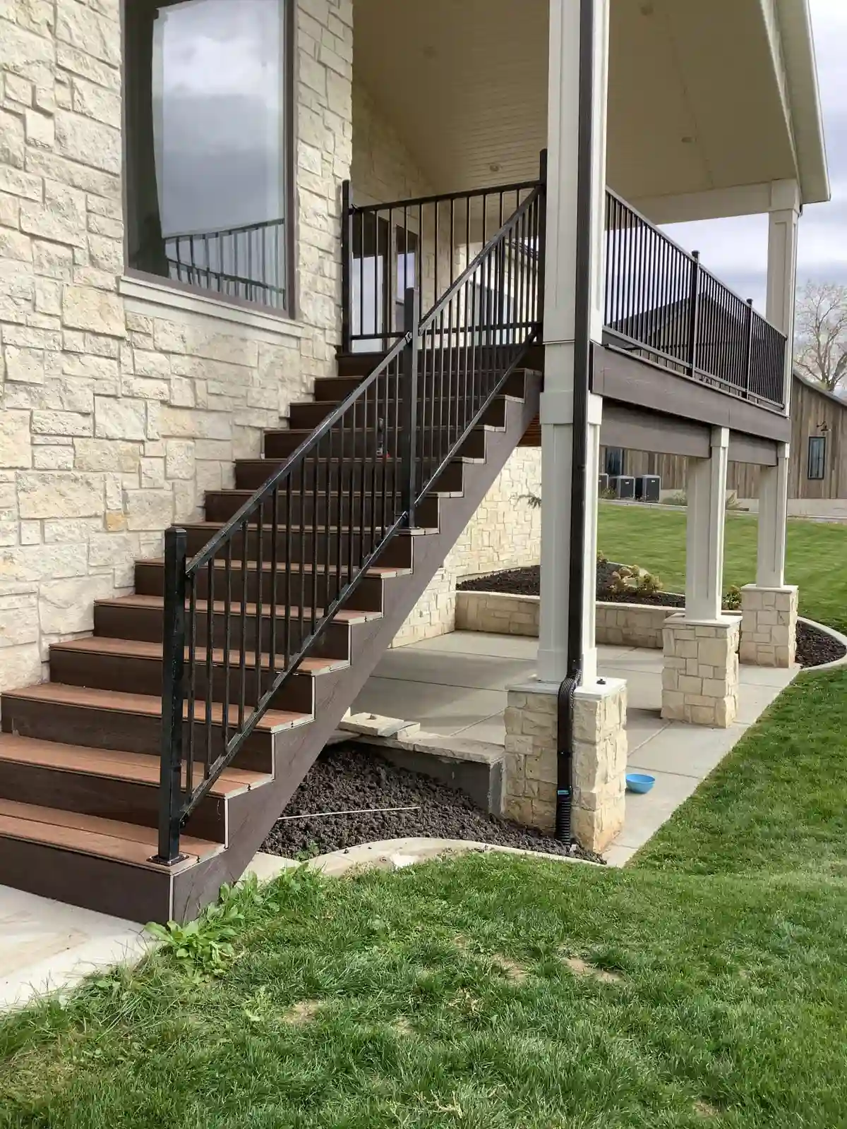 Outdoor stair installation in Lehi backyard by Mr. Handyman.