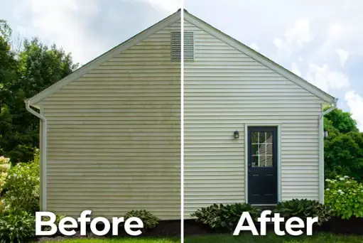 Before and after power washing in South Bend.