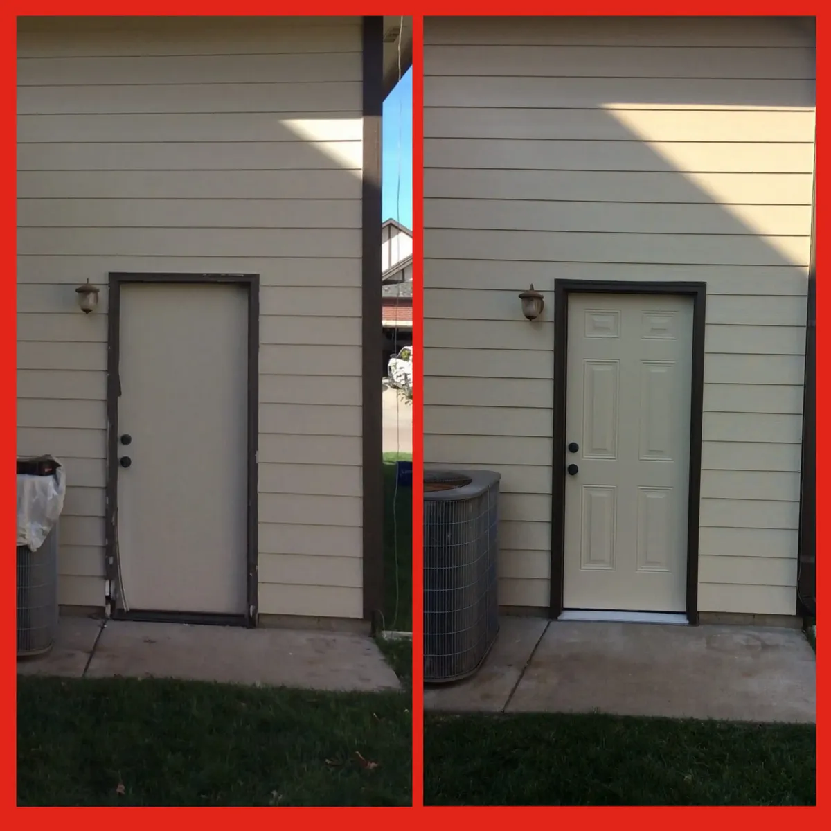 Replacement door installation in Andover, KS by Mr. Handyman.