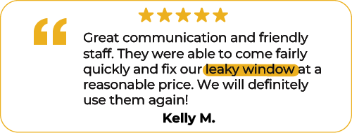 A 5-star review from a satisfied customer thrilled with our quick fix for their leaky window.