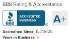 BBB (Better Business Bureau) Accredited Business badge.